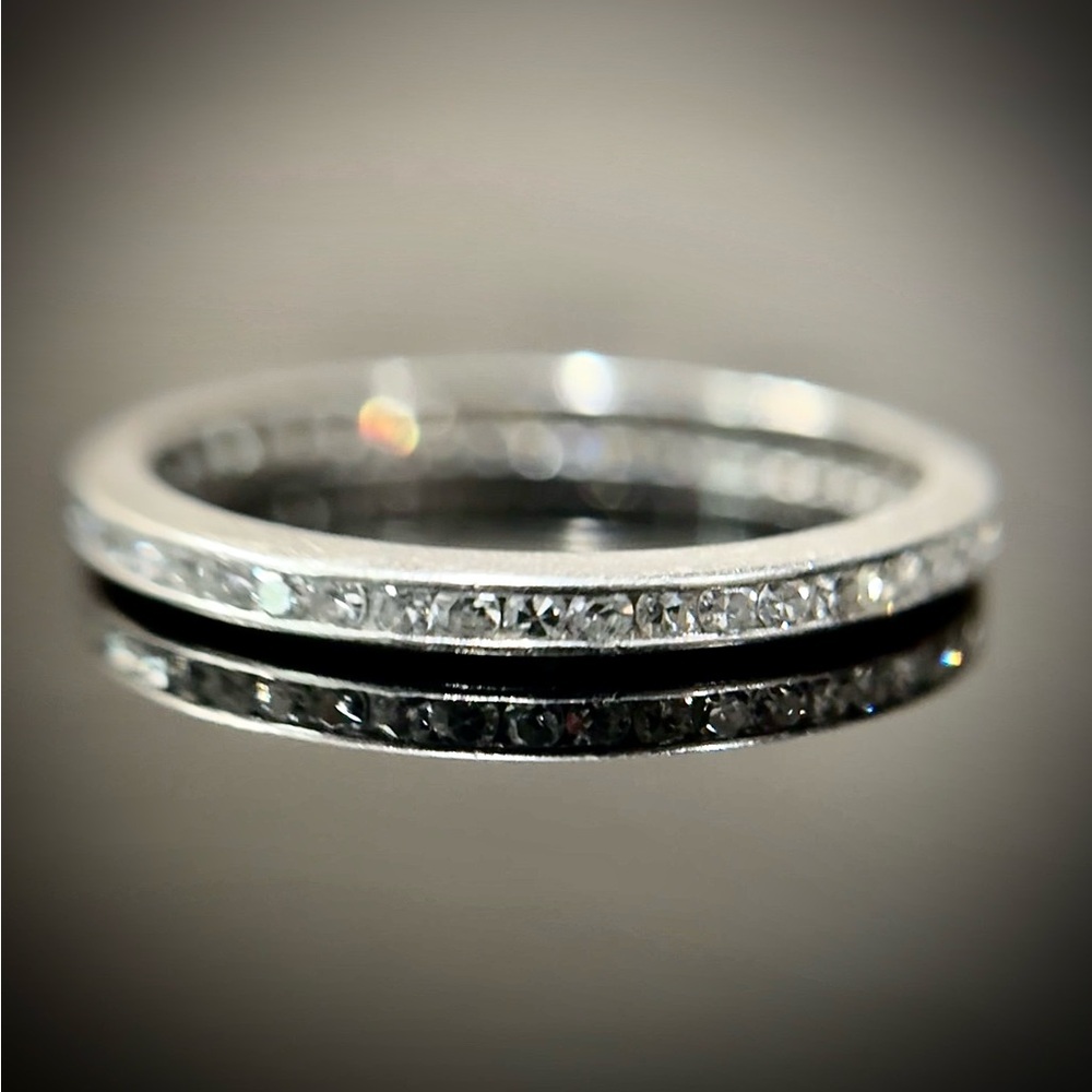 *Sold* Platinum Art Deco Diamond Eternity Wedding Anniversary Stacking Band